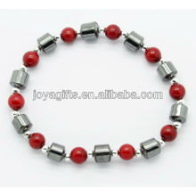 Moda coral vermelho com pulseira hematite drun